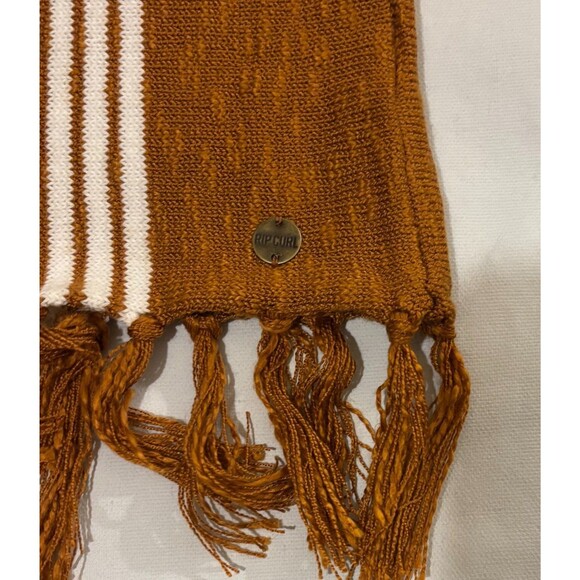 Rip Curl Striped Fringed Tassel Open Cardigan Sweater Brown Womens Medium Boho - Picture 4 of 6